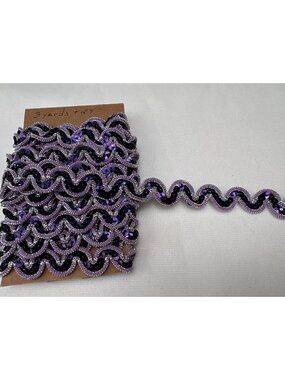 Purple Sequin Ric Rac Trim 3/8" x 3 yards +24" Decorative Sewing Braid Zigzag Vt